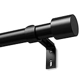 Schwarz Gardinenstange 76-228 cm, 25mm Vorhangstange Ausziehbar Curtain Rod Gardinenstangen für Fenster Outdoor (Schwarz Matt, 76 to 228 cm)