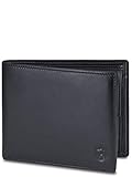 VON HEESEN® Leder Geldbörse Herren mit RFID Schutz I Echtleder Geldbeutel für Männer I Münzbörse Portemonnaie Brieftasche Wallet Portmonee (Schwarz)