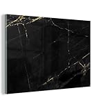 MuchoWow© Wandbilder Glas 120x80 cm Wohnzimmer Wanddeko Schlafzimmer Zimmerdeko Wandgemälde Zimmer Deko auf Wand Dekoration Wall Art Schwarz - Gold - Marmor - Schick - Marmoroptik - Design