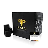 G.O.A.T Kokosnuss Kohle 2 kg 100% Kokusnussschale geruchlos geschmacklos, dampfarm & umweltfreundlich - perfekt für Lange Grill-Sessions im freien und unterwegs - Premium Ware