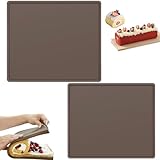 Guyode 2 Stück Backmatte aus Silikon, Silikon Backmatte Mit Rand, Antihafte Backunterlage, Teigmatte, Swiss Roll Cake Mat, Swiss Roll Backblech Biskuitrolle Backform für Kochen Backen Keksen