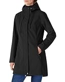 Damen Regenjacke Lange Softshelljacke mit Kapuze Frauen Übergangsjacke Regenmantel Gefütterte Funktionsjacke Wasserdichte Windbreaker Wanderjacke Outdoorjacke für Wandern Laufen Schwarz XL