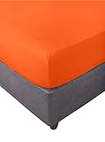 Miracle Home. Spannbettlaken aus 100% gebürsteter Mikrofaser, elastisches Spannbettlaken mit Anti-Peeling-Effekt. 135X200. Bett 135. Orange