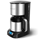 Aigostar Bonnie - Edelstahl Kaffeemaschine mit timer, 24H programmierbar, LCD Display, Warmhalteplatte, Abschaltautomatik, Tropfstopp, 800W, Filterkaffeemaschine mit Thermokaraffe, 10 Tassen, 1,2 L