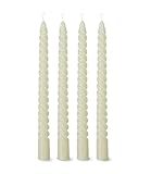 flature Spiralkerzen gedrehte Deko Kerzen - Twisted Candles 4er Pack durchgefärbte Stabkerzen gedreht 2,2cm Durchmesser aus Paraffinwachs, 25cm Hoch, Boho dekorative Kerzen, Elfenbein