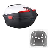Universal Motorradkoffer Heckbox Topcase Für Roller Fahrradbox Helm-Box Mit Rote Reflektor 40X40X30 cm (Color : Weiß)
