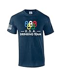 T-Shirt mit Aufdruck 'USA Olympics American Drinking Team', kurzärmelig, mit amerikanischer Flagge, Grafik-T-Shirt, Marineblau (Heather Navy), Mittel