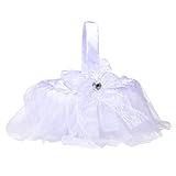 Weiß Hochzeit Blumenkorb,Hochzeit Blumenmädchen Korb Blumenkinderkörbchen,Blumenmädchen Korb mit Bowknot,für Hochzeiten,Blumenmädchen