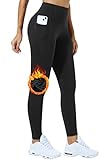 Enjoyoga Thermo Leggings Damen mit Taschen [für Winter] - High Waist Sport Leggings Laufhose Yogahose Geeignet für Sport und Alltag - XS 03(Schwarz)