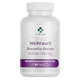 Weihrauch-Kapseln, 60 Stück, 650 mg, hochdosiert, Boswellia Serrata, 650 mg je Tagesdosis, 60% Boswellia-Säuren, 100% Indischer Weihrauchextrakt ohne Zusätze