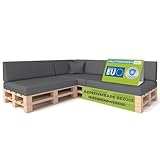 Pillows24- Palettenkissen 8-teiliges Set | Palettenauflage für Palettensofa | Rückenkissen & Sitzkissen für Europaletten | Palettenmöbel für Indoor & Outdoor mit UV-beständig | Made in EU | Dunkelgrau