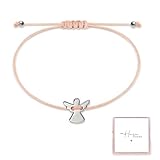 Schutzengel Armband Silber mit Verstellbarem Geflochtenem Seil - Engel Armbändchen als Kommunionsgeschenke, Taufgeschenke - Konfirmation Taufe Kommunion Geschenke für Mädchen Jungen & Frauen