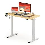 SANODESK höhenverstellbarer Schreibtisch 120 x 60cm, Sitz-Steh-Schreibtisch mit einem Höhenverstellbereich von 73,5-118 cm, ergonomisches und gesundes Design, Ahorn