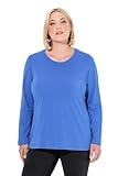 Ulla Popken Damen Shirt, Slim, Rundhalsausschnitt, Langarm Tunika-Shirt, Pflaumenblau, 54-56 EU