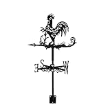 Dyna-Living Wetterhahn Hühner Windfahne Rostfreier Stahl Cockerel Weathervane Retro Wetterfahne Mini Deko-Wetterfahne fur Wind Direction Indicator und Dach Garten Deko Schwarz