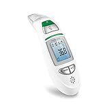 medisana TM 750 Fieberthermometer 6in1, Stirnthermometer für Baby, Kind und Erwachsene, Ohrthermometer mit visuellem Fieberalarm, Thermometer digital mit Speicherfunktion, Messung von Flüssigkeiten
