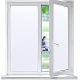 Funfox Fensterfolie Blickdicht, Milchglasfolie Selbstklebend Fenster Sichtschutzfolie Anti-UV Statische Haftung für Badzimmer Büro Wohnzimmer Weiß 44.5 x 200cm