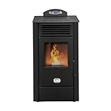 STUFE A PELLET ITALIA California 8 KW | Pelletöfen Effizienz 91% Heizt 70m² Autonomie 20 Std. Programmierbar 5 Geschwindigkeiten und Leistungsstufen Kompaktes Design 24 Monate Garantie Schwarz