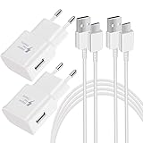 2er Pack Ladeadapter mit Schnellladefunktion (USB Typ-C) Schnellladegerät mit Original Ladekabel 1,5m Für Samsung Galaxy S10/S9/S8/S10e/S10+/S8+/S9+/Note 8 9 10 20/S22/S21/S21+/S21 Ultra/ S20/Z Flip3