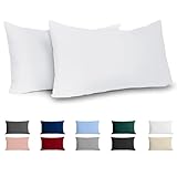Kissenbezug 40 x 80 Renforcé Baumwolle (2er-Set) - Weiss - Dicht gewebt mit 57 Fäden/cm² - Kissenbezug 40x80 cm - Oeko Tex Zertifiziert - Dreamzie