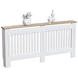 Vida Designs Arlington Heizkörperabdeckung, modern, weiß lackiert, MDF-Schrank, Lamellen, Rillen, oberes Regal aus Holz, extra groß