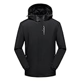Ynport Crefreak Herren Outdoor Wasserdichte Jacke Leichter Regenmantel Winddichte Wanderjacke Kapuzenjacke Bergjacke, Perfekt für den Alltag und Outdoor Abenteuer, Schwarz, L