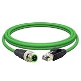 Lonlonty M12 4-Pin D-code auf RJ45 Stecker Kabel, CAT5E 26AWG Ethernet Kabel, IP67 Wasserdichtes SFTP Doppelt Geschirmtes Kabel Fabrik Automation Feldbus 1 m