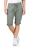 CLEO STYLE Kurze Damen Bermuda, leichte luftige Hose für den Sommer, kurzer Jogger für Freizeit und Strand 1212 (Oliv, 42-46, one_Size)