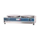 Romux® Professioneller elektrischer Doppel-Maker aus Edelstahl mit 2 Platten aus Gusseisen mit 40 cm Ø | Industrielle Crêpes-Pfanne - 6000 W