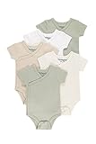 Kindsgard Baby kurzärmeliger Wickelbody trunder - 5er Pack, Größe 50, weiche und hochwertige 100% Bio-Baumwolle - Mix Beige