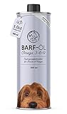 Barf Öl für Hunde 500ml Barföl mit Omega 3-6-9 aus: Lachsöl, Rapsöl, Hanföl & Borretschöl - Futteröl für Hund als Futter Topping (Barf Zusatz)