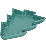 HOLIDYOYO Große Weihnachtsbaum Keramik Snackplatte Mattgrün Multifunktionale Servierplatte für Süßigkeiten Nüsse Trockenfrüchte für Festtage Party Zuhause Büro und Picknick