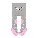 L&K-II 1er Pack Krabbelstrumpfhose Baby Mädchen Jungen Strumpfhose mit ABS Sohle Anti Rutsch Noppen Punkte Tier Herz Motiv 2769E 80-86