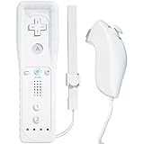 TechKen Wii Controller Remote mit Nunchuck Wii Kontroller mit Nunchuk Wii Fernbedienung Wii Vernbedinung Ersatz Controller für Wii (Controller ohne Motion Plus) (Weiß)