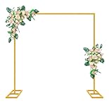 Fiita 2.5 * 2.5m Hochzeitsbogen-Hintergrundständer, quadratisch, goldfarben, Metallbogen, Hintergrund für Hochzeitszeremonie, Fotoautomaten, Geburtstag, Party Dekoration Gold