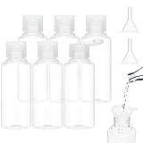 BillyBath Reiseflaschen zum Befüllen 100ml, 6 Stück Liquid Flaschen zum Befüllen mit 2 Kleinem Trichter, Transparente Plastikflaschen Kosmetikflascher Duschgel Behälter Flasche Set für Shampoo Lotion