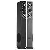 Fenton SHFT52B HiFi Lautsprecher Set, 3-Wege passives Standlautsprecher Paar - 500 Watt - Hi-Fi Lautsprecher Boxen - Schwarz