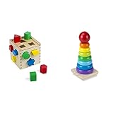 MaMeMi 10576 & Doug Regenbogenstapler aus Holz (9 Teile) + Melissa and Doug | Formsortierwürfel | Lernspielzeug | 2+ Years
