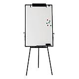 Flipchart mit Dreibein Ständer, Whiteboard magnetisch tragbare 90 x 60 cm mit Einstellbare Höhe 6 Magneten 1 Markern 1 Radierer für Unternehmen Büros Schulen