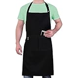 LEFUNDA® Kochschürze Wasserdicht Schürze mit 3 Taschen Verstellbare Grillschürze mit langen Bändern Küchenschürze für Männer Damen Küche BBQ Restaurant Café Backen