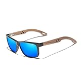 KINGSEVEN Marke Design TR90 + Walnuss Holz Handgemachte Sonnenbrille Männer Polarisierte Brillen Zubehör Sonnenbrille Verstärktes Scharnier (Schwarz Blau)