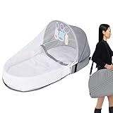 Generisch Baby Reisebett, Stubenwagen, Leicht, Portable Reisebettzelt, Zusammenklappbare Babywiege Für Die Reise, Tragbares Babybett Mit Spielzeug Und Netz, Waschbare Reisewiege