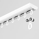 Ultradünne Vorhangschienen aus Aluminiumlegierung, Deckenmontage-Schienensystem für Wohnzimmer und Schlafzimmer, 4,5 m lang, perfekter Raumteiler, einfach zu installieren, Weiß