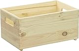 LAUBLUST Holzkiste mit Griffen - ca. 30x20x14cm, Natur | Stapelbare Allzweckkiste aus Holz - Aufbewahrungskiste | Geschenkverpackung | Dekokiste zum Basteln | Küchenbox | Spielzeugkiste
