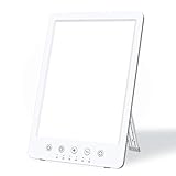 Easysleep Tageslichtlampe 10000 Lux Lichttherapielampe gegen Depressionen LED Tageslichtleuchte Lichtdusche mit UV-freies Simuliertes Sonnenlicht 10 Helligkeitsstufen 6 Timer Standfuß Schrabe