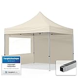 TOOLPORT Faltpavillon Faltzelt Pavillon 3x3m - 2 Seitenteile Aluminium 32mm Partyzelt 700N Creme