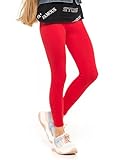 SOFTSAIL Thermoleggings Mädchen Gefütterte Winter-Leggings aus Baumwolle Kinder-Leggings, Rot 11 Jahre