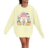 Halloween Pullover Damen Pullover Sweatshirt Kürbisse und Geister Drucken Langarm Rundhals Pulli Ohne Kapuze Halloween Druck Karneval Festival Horror Festlich Langarmshirt Longshirt Locker