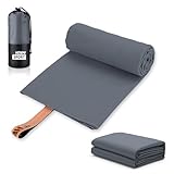 HENMI Mikrofaser Handtuch Grau, 40x80 cm Fitness Handtuch & Haarturban,Schnelltrocknend & Kompakt Sporthandtuch Ideal für Fitness, Gym und Reisen