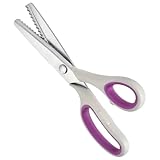 Zackenschere, Zickzackschere aus Edelstahl, Zackenschere mit rutschfestem Griff für Stoff, Papier, Leder, Seide, Denim